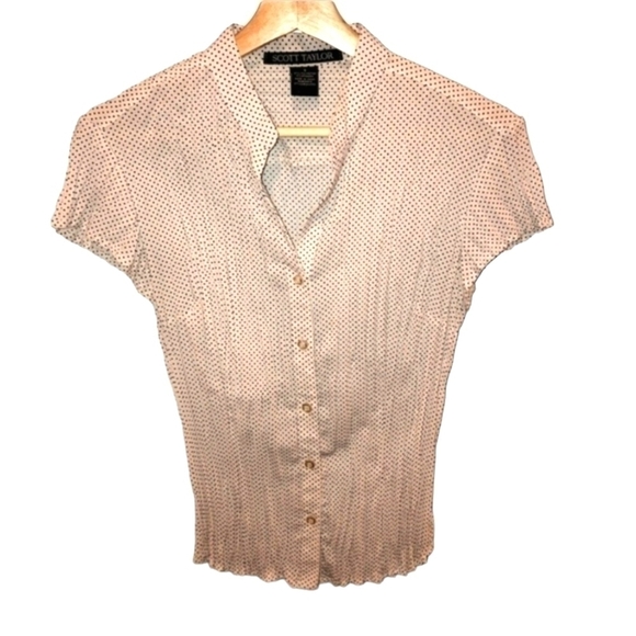 Scott Taylor size small black and white polka dot short sleeve button down shirt - Picture 1 of 9